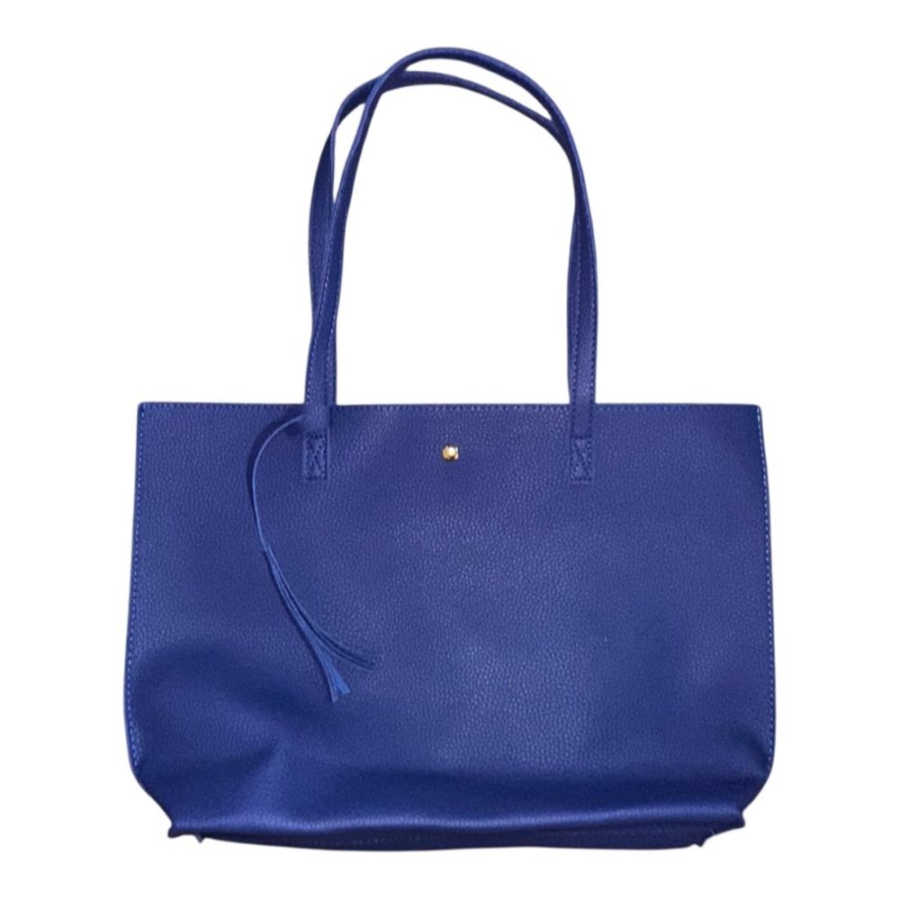 Royal Blue Vegan Leather Structured Tote, NWOT - Work, Travel, Students, Moms